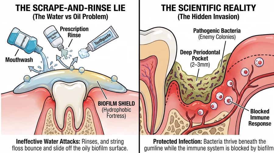 Cross-section diagram of tooth and gum pocket